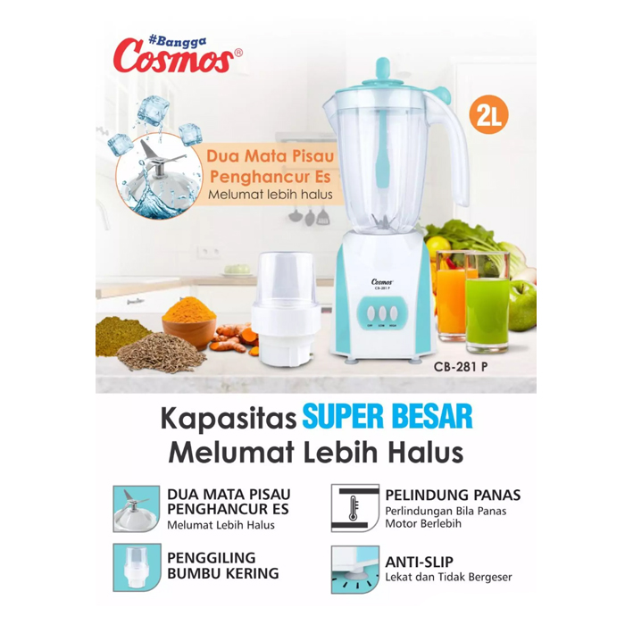 Cosmos Blender Plastik 2 in 1 2 Liter - CB281P | CB 281P